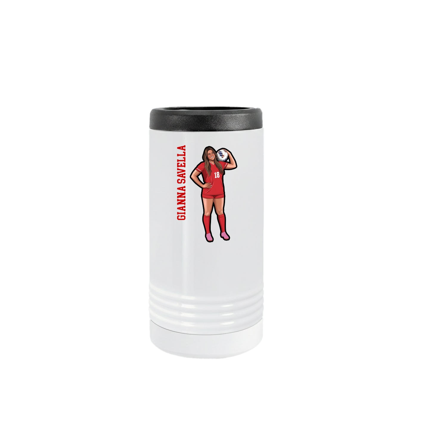 Slim Beverage Holder — Name Vertical in White