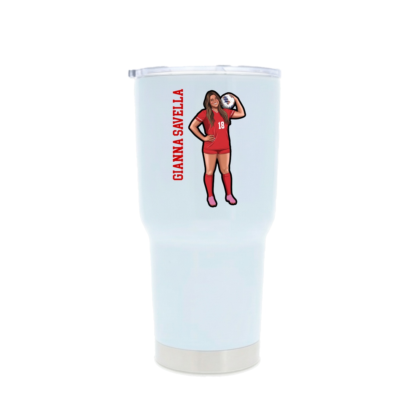 30oz Stainless Steel Tumbler — Name Vertical in White