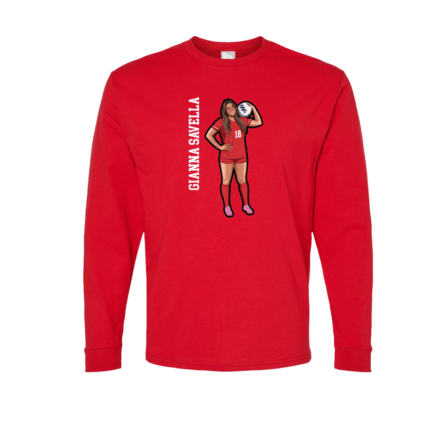 Long Sleeve Tee — Name Vertical in Red