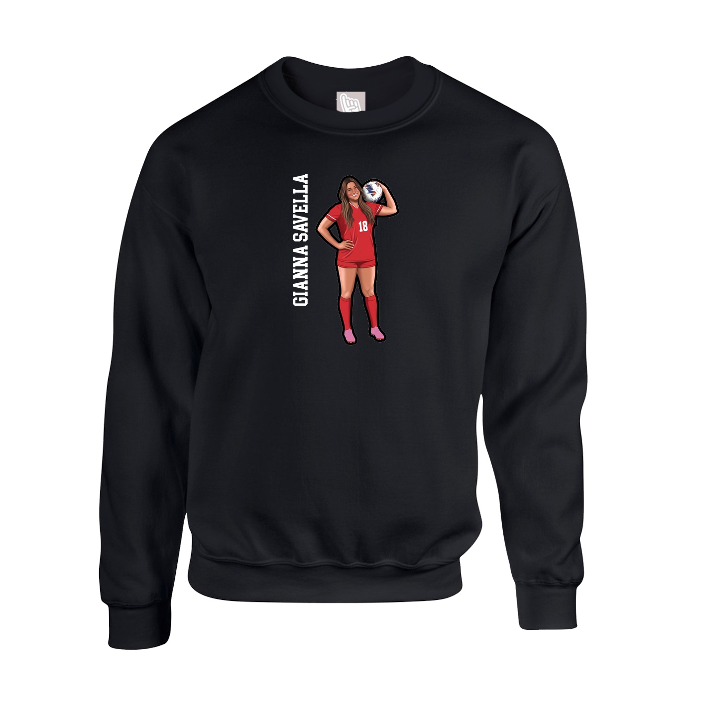 Fleece Crew — Name Vertical in Black