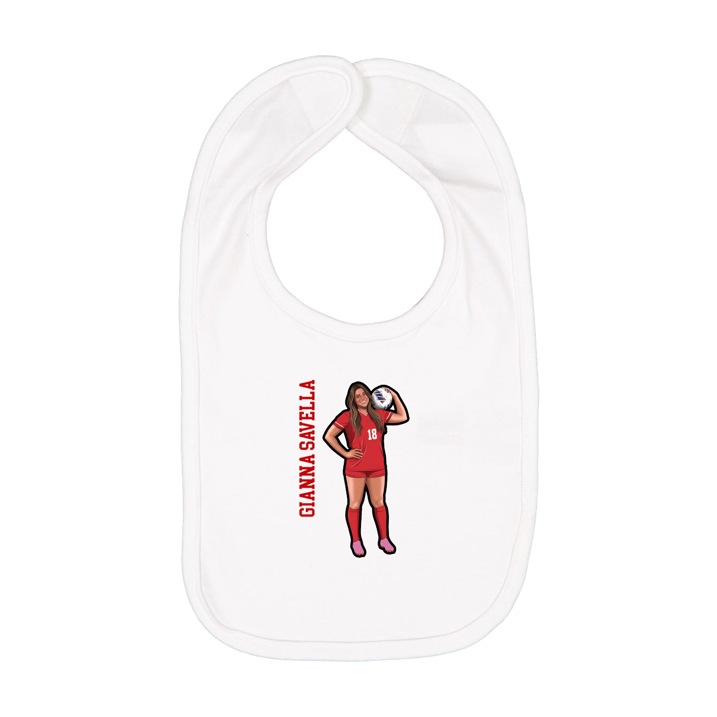 Infant Bib — Name Vertical in White