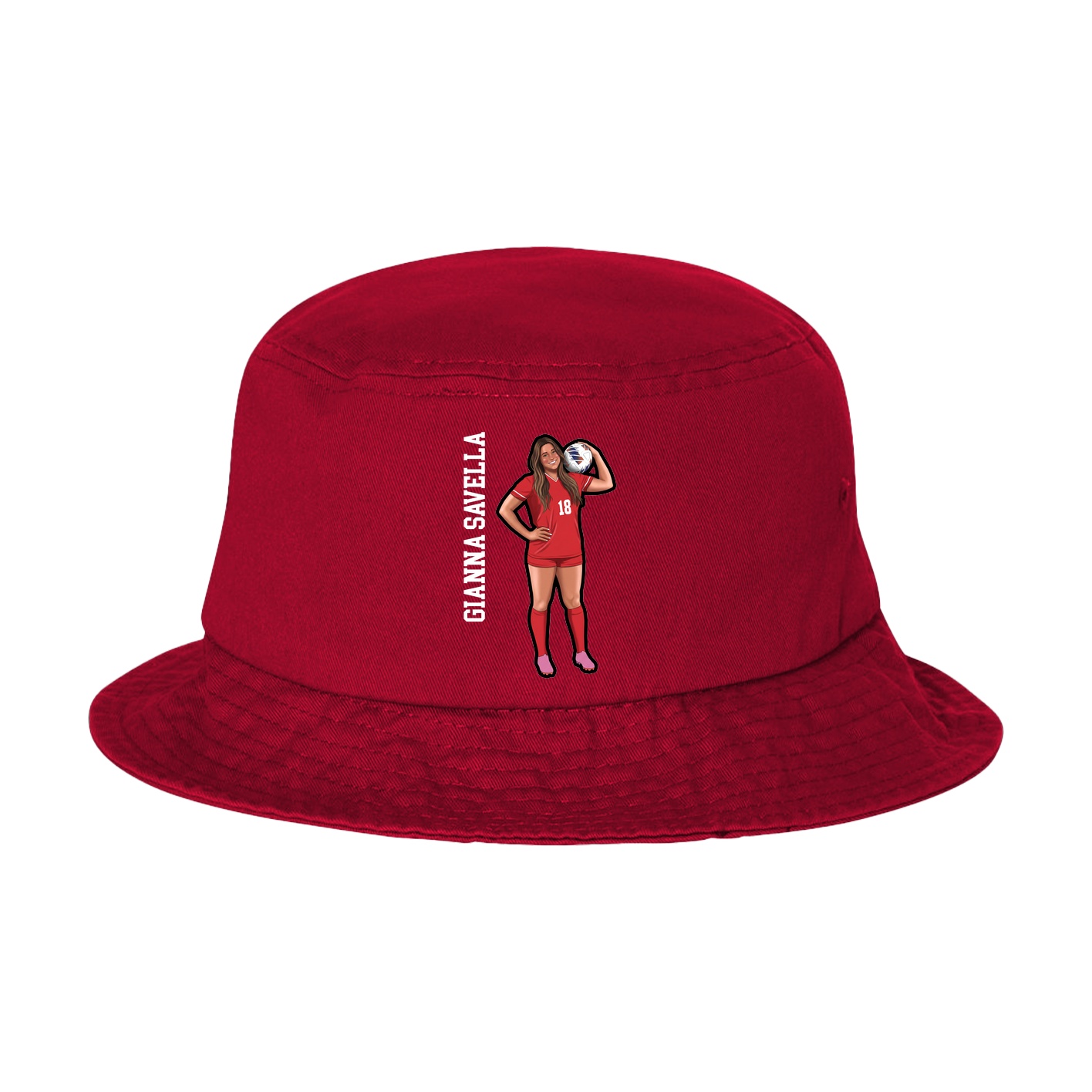 Bucket Cap — Name Vertical in Red