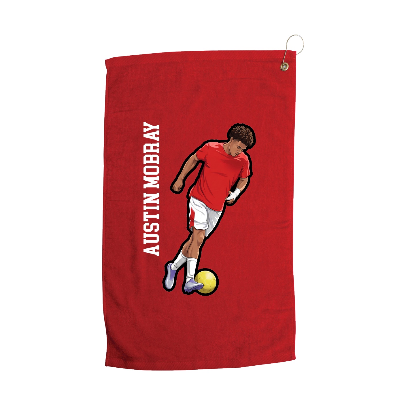 Golf Towel — Name Vertical in Red