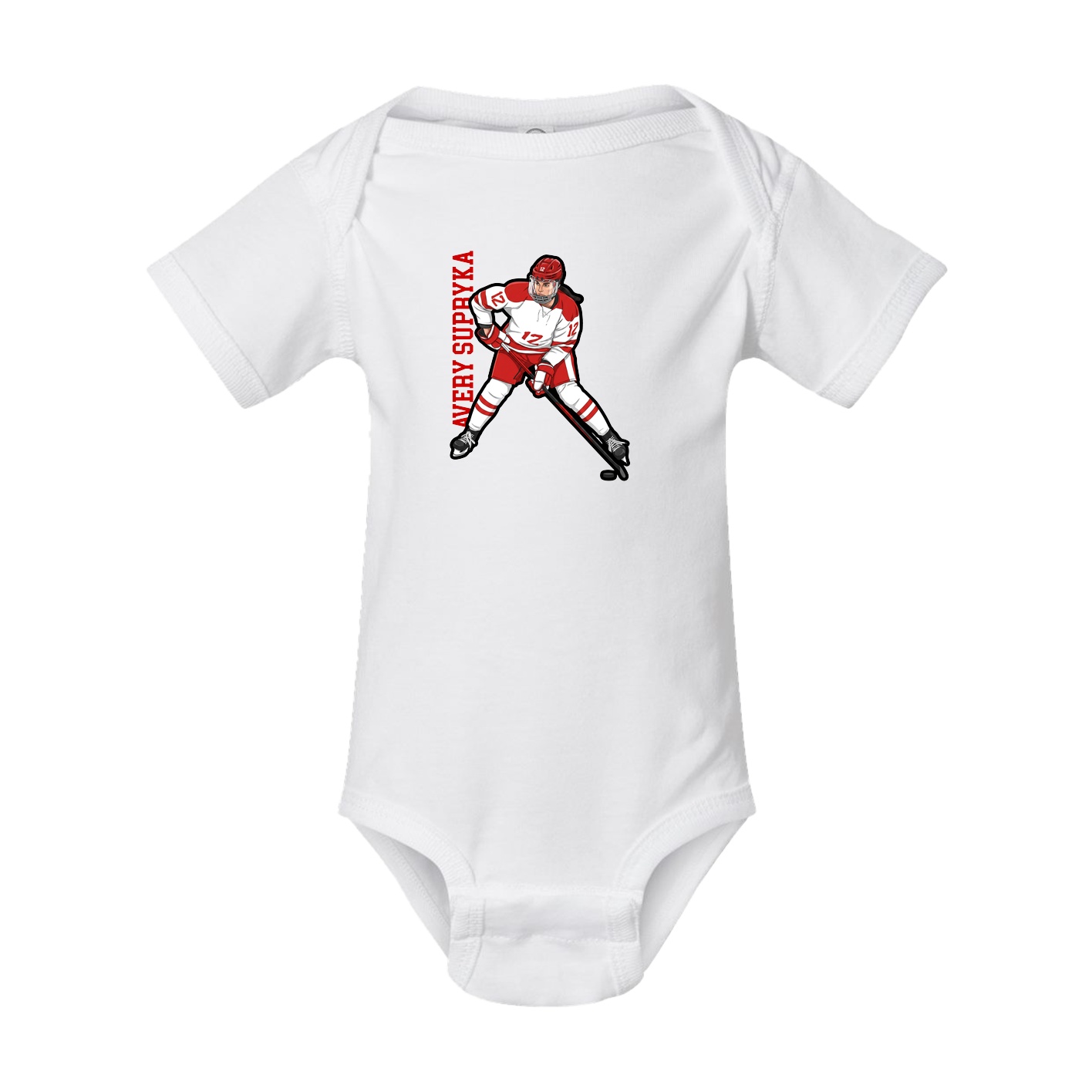Baby Onesie — Name Vertical in White