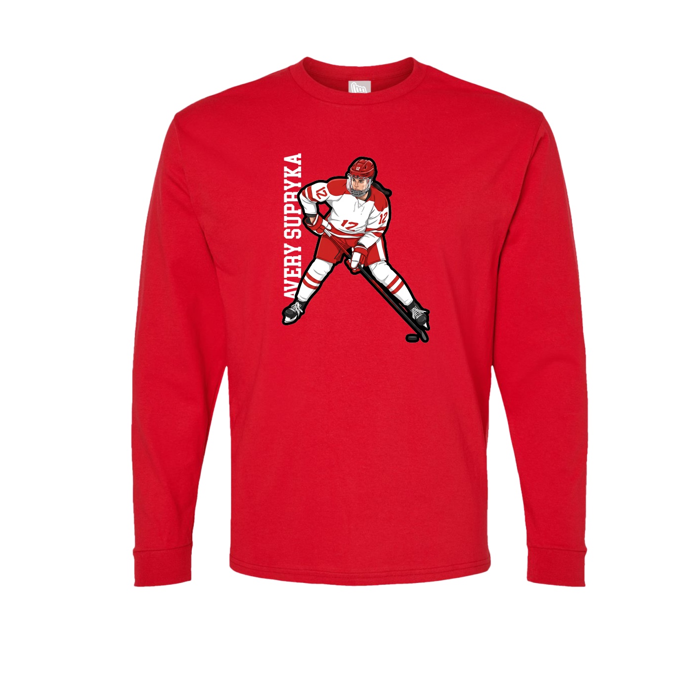 Long Sleeve Tee — Name Vertical in Red