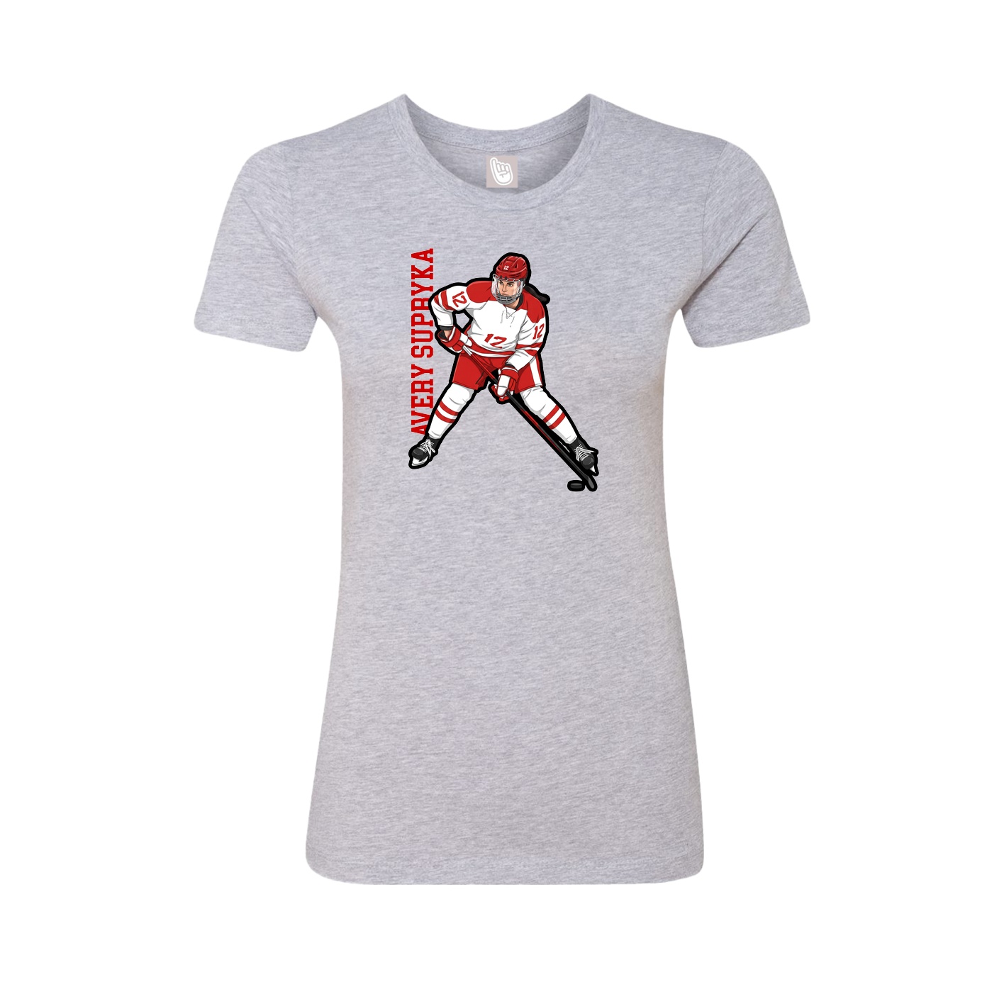 Womens Tee — Name Vertical in Grey