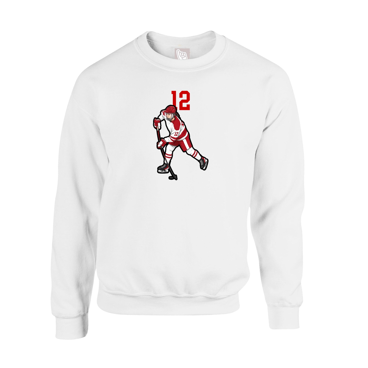 Fleece Crew — Number Top in White