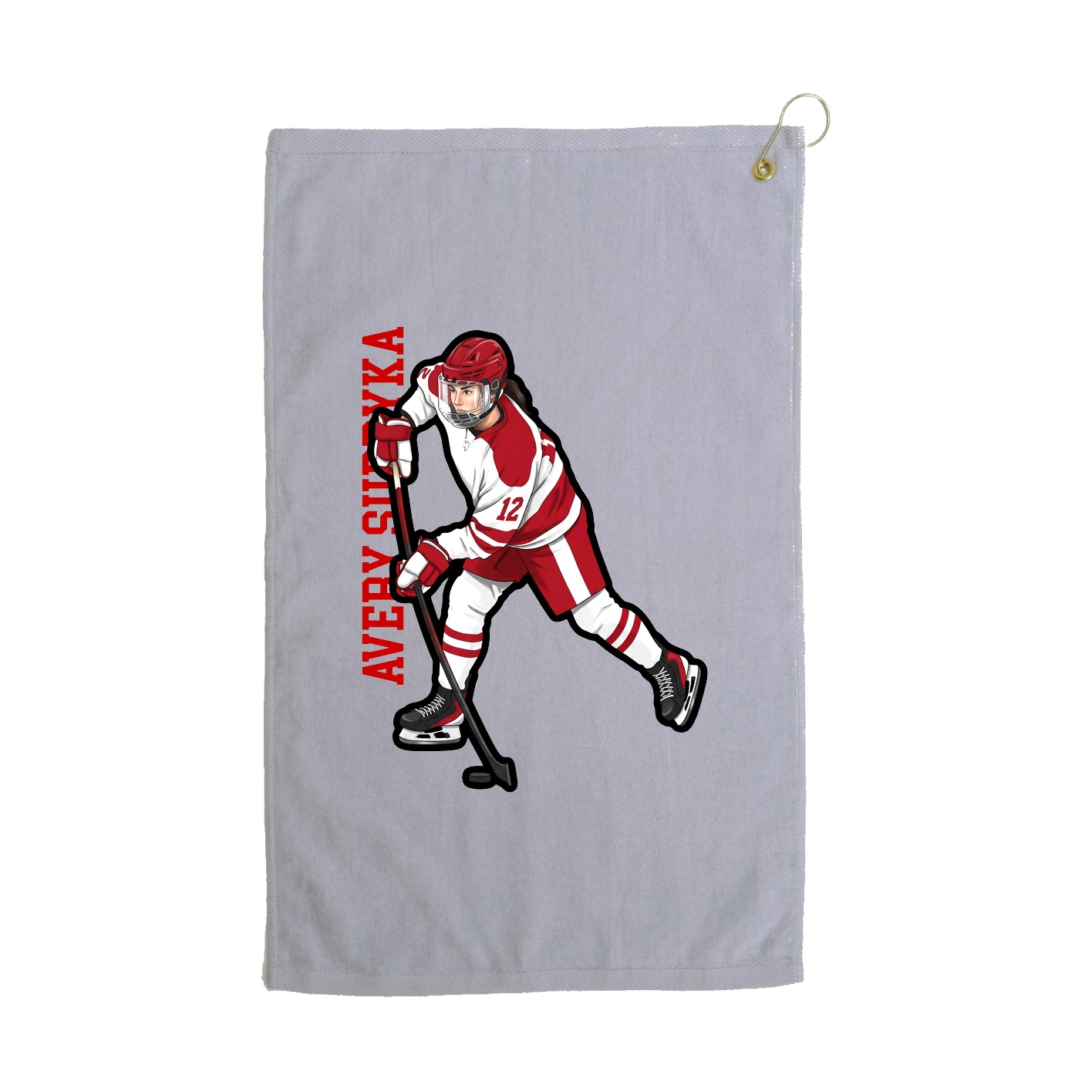 Golf Towel — Name Vertical in Grey
