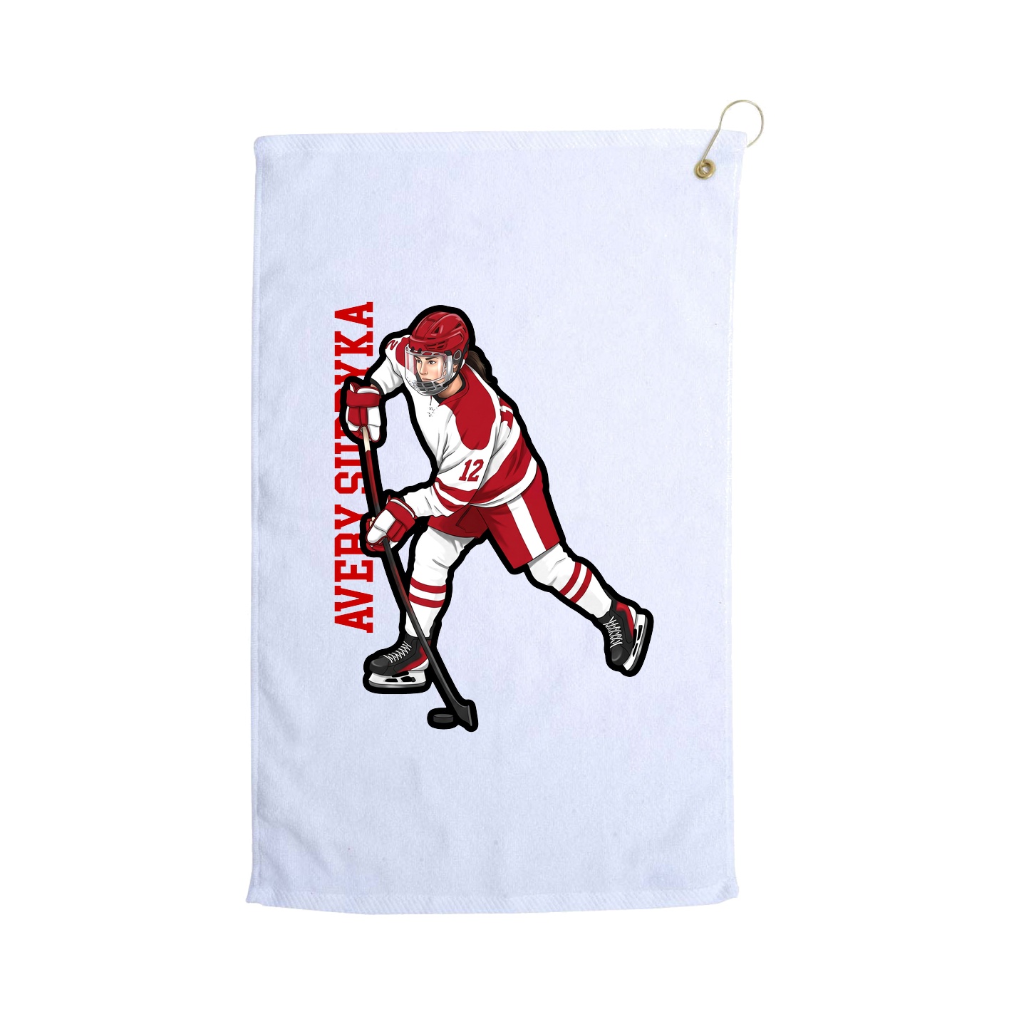 Golf Towel — Name Vertical in White