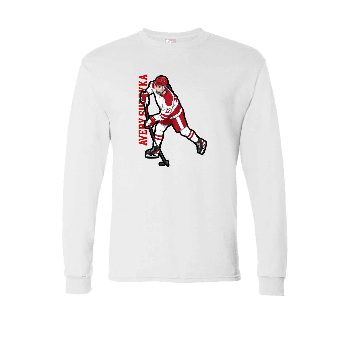 Long Sleeve Tee — Name Vertical in White