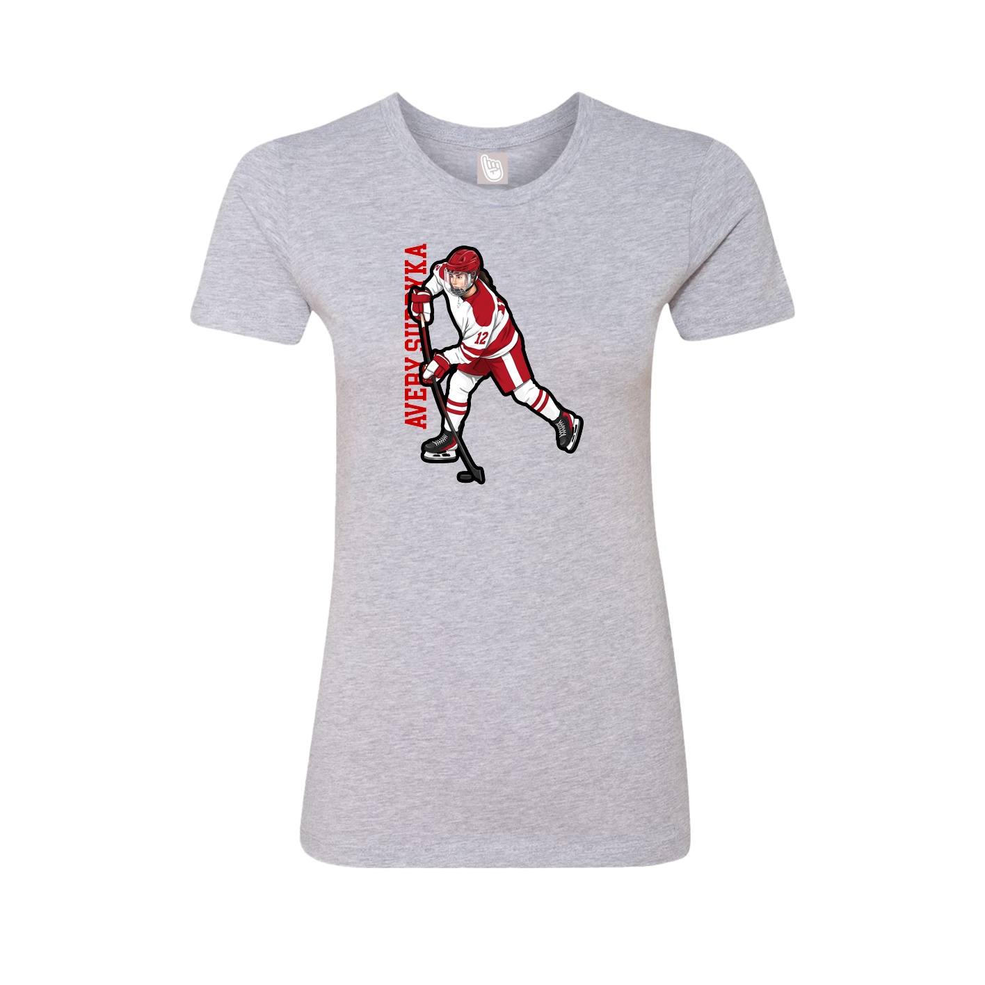Fitted Women's Tee — Name Vertical in Grey
