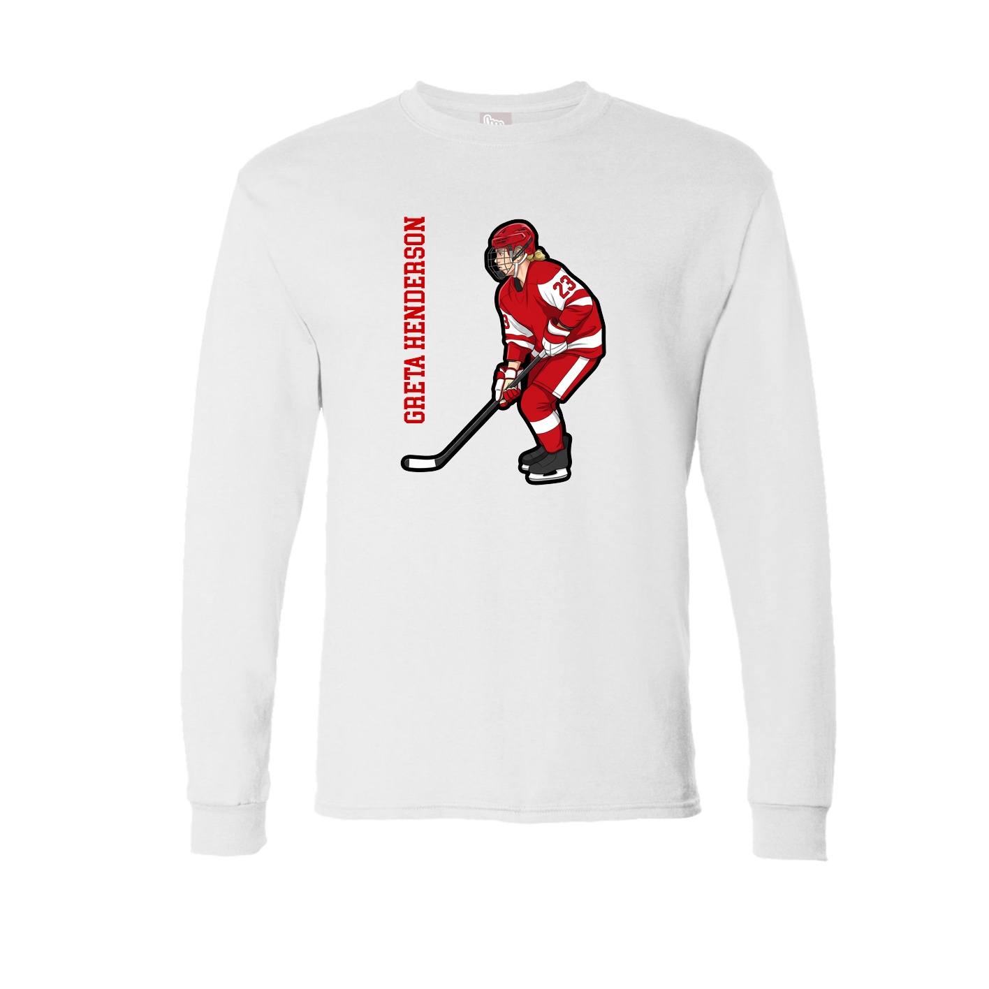 Long Sleeve Tee — Name Vertical in White