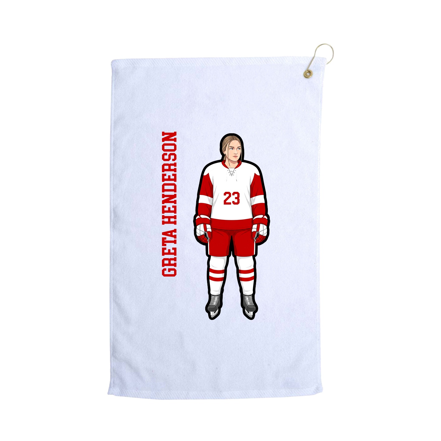Golf Towel — Name Vertical in White