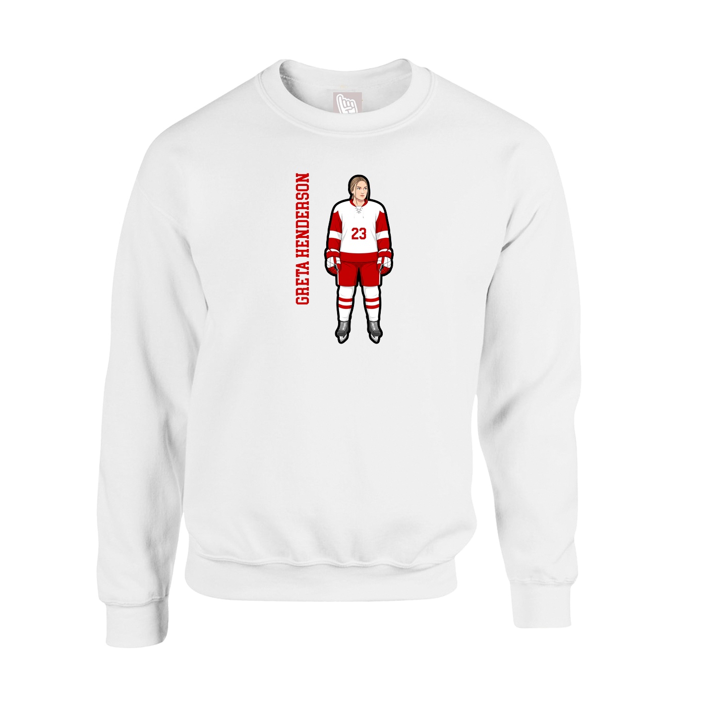 Fleece Crew — Name Vertical in White