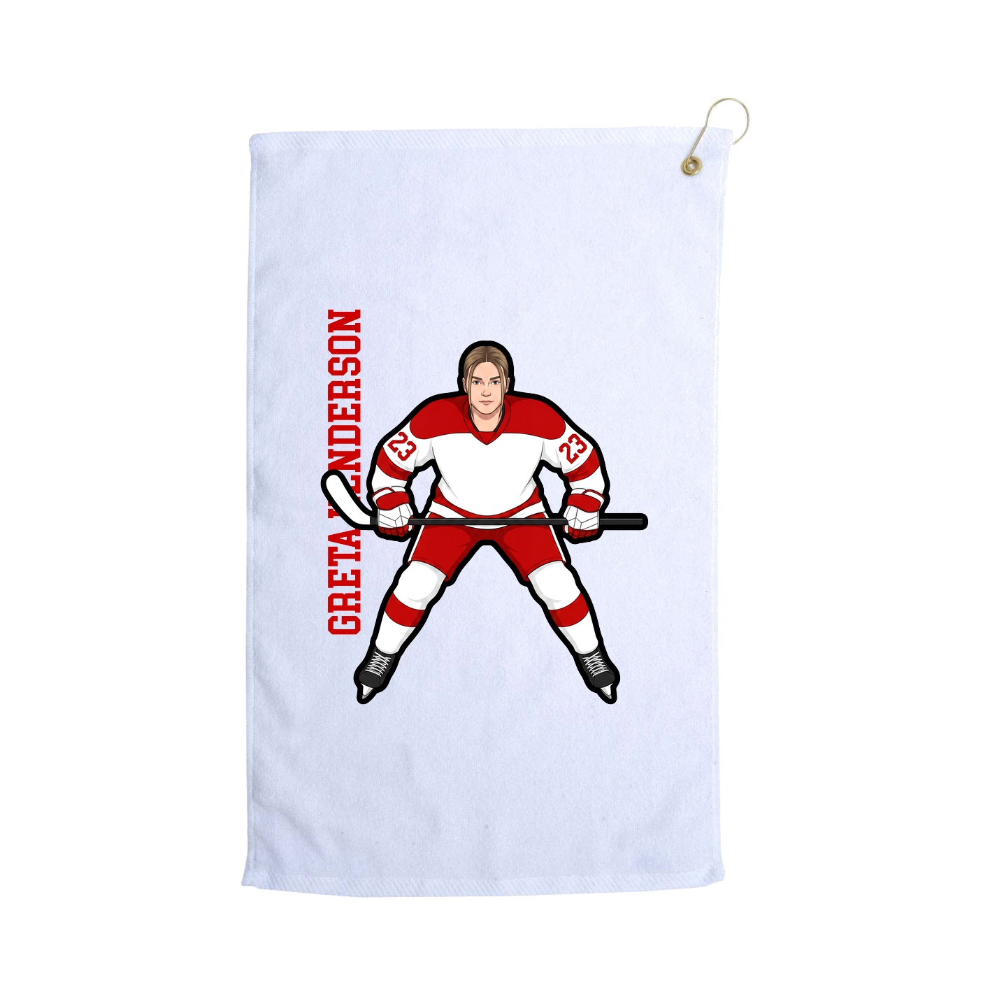 Golf Towel — Name Vertical in White