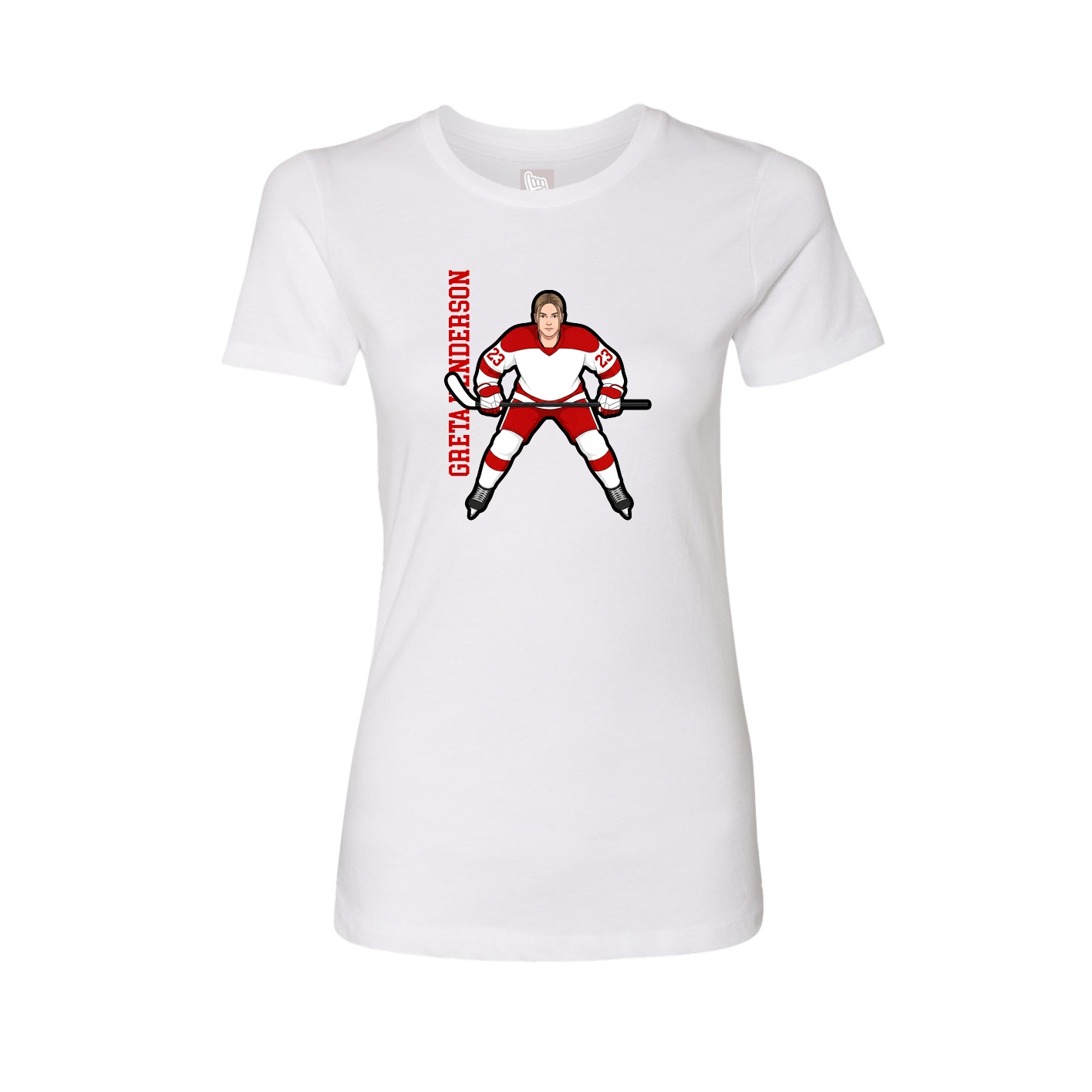 Womens Tee — Name Vertical in White