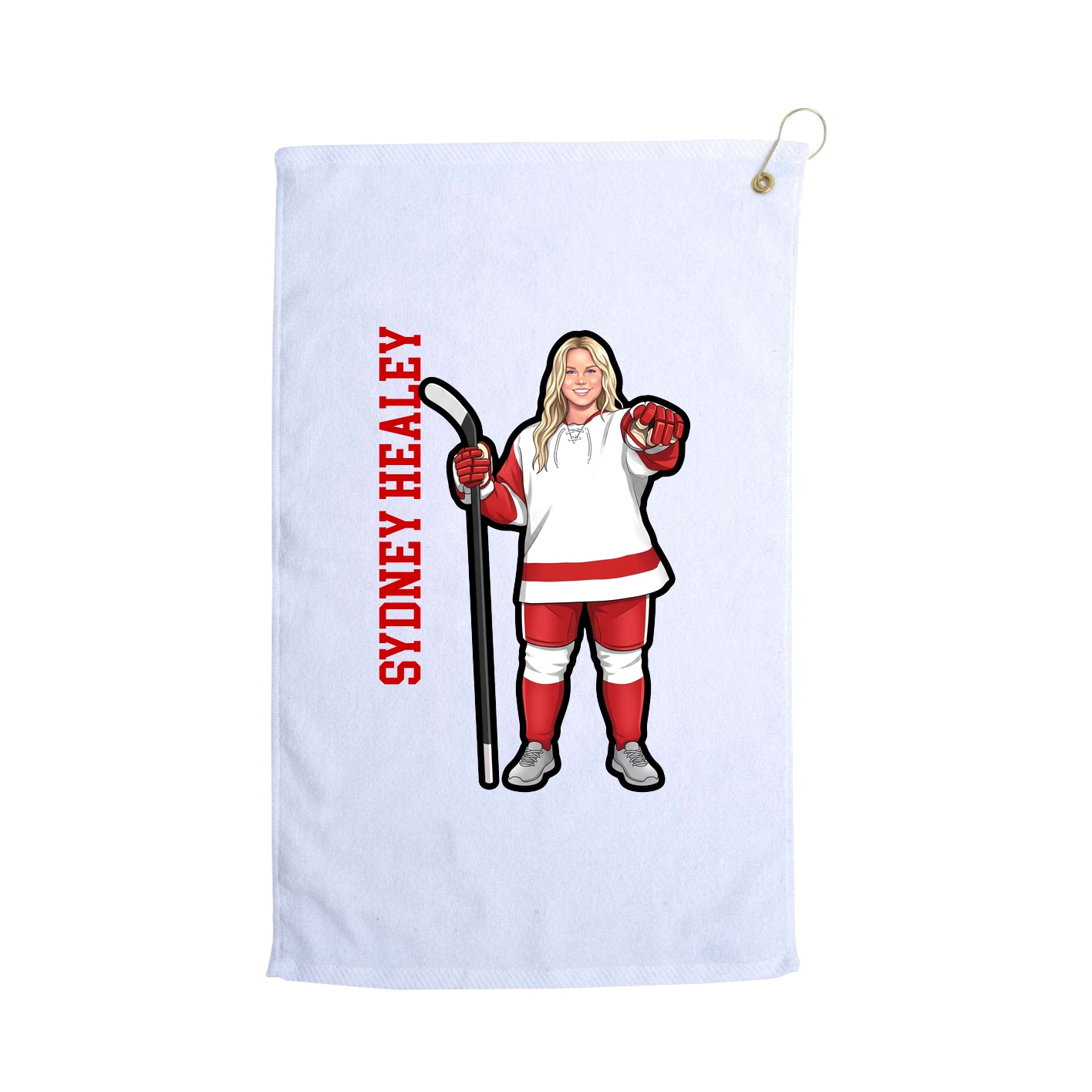 Golf Towel — Name Vertical in White