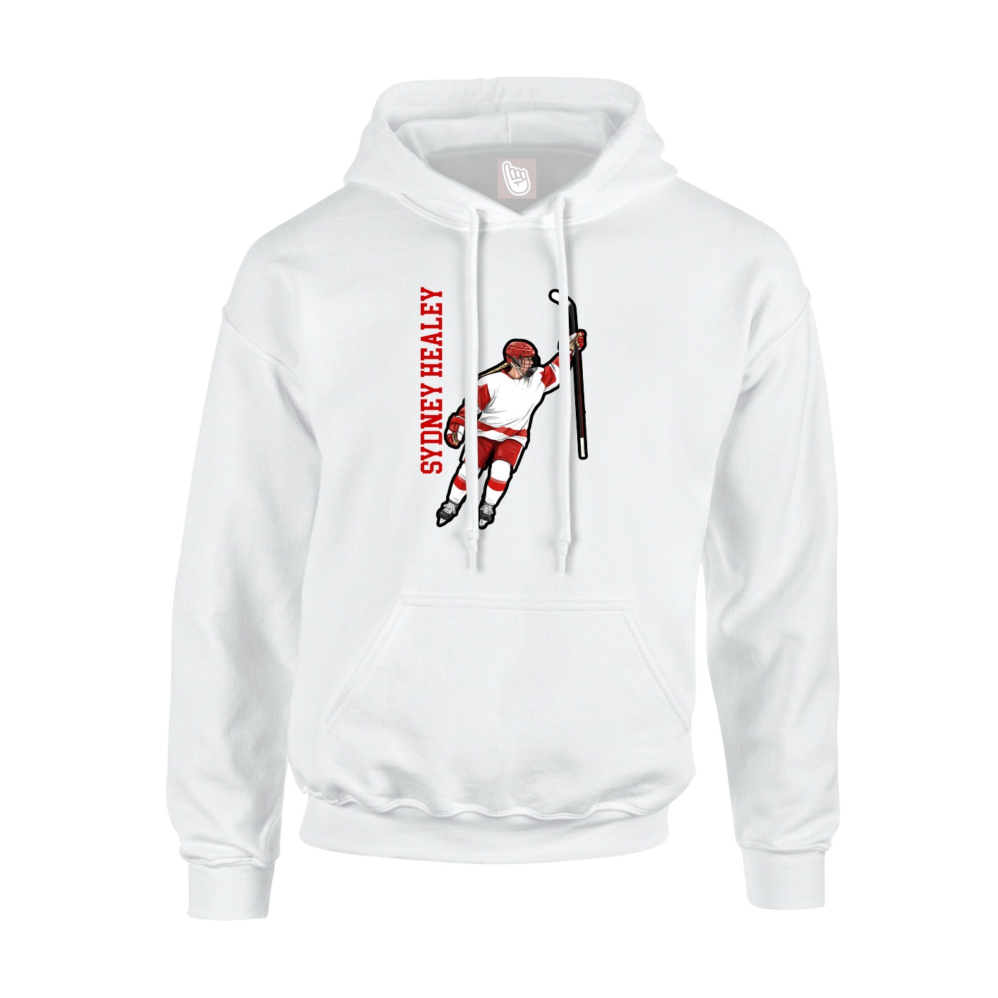 Youth Hoodie — Name Vertical in White