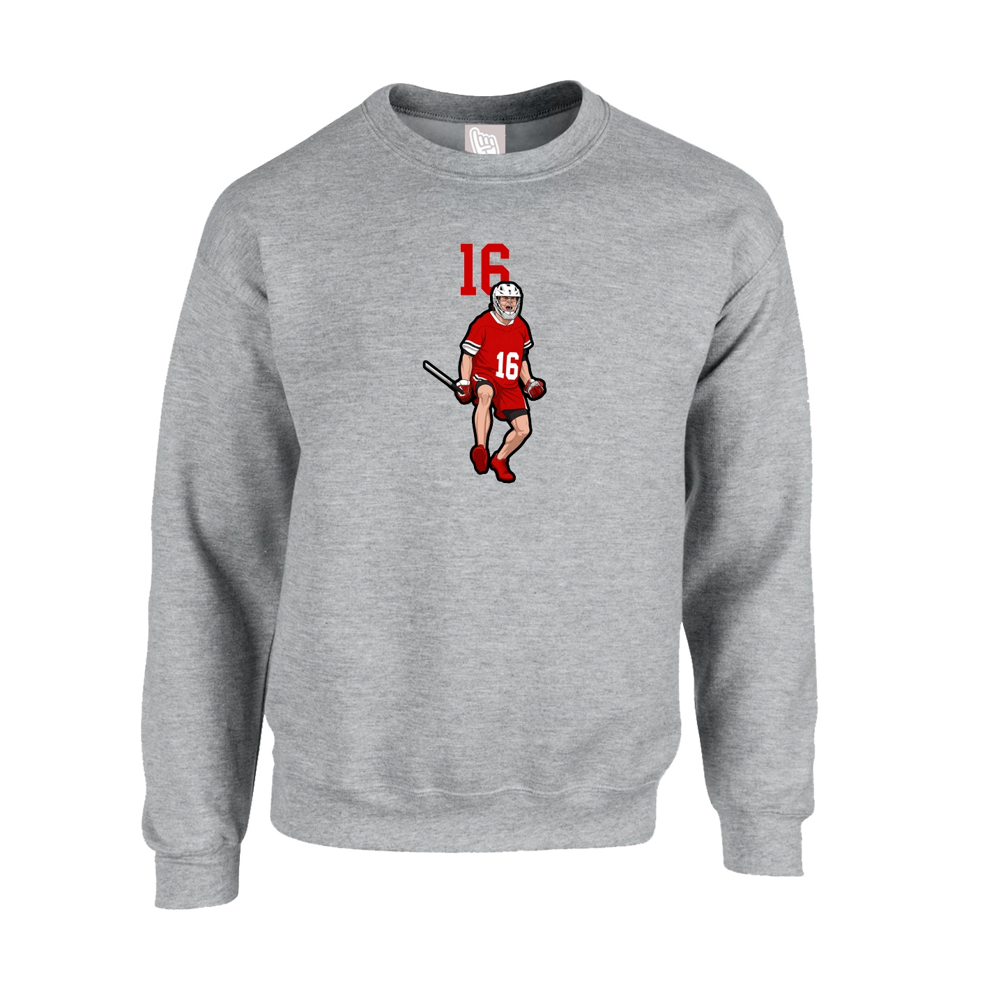 Fleece Crew — Number Top in Grey
