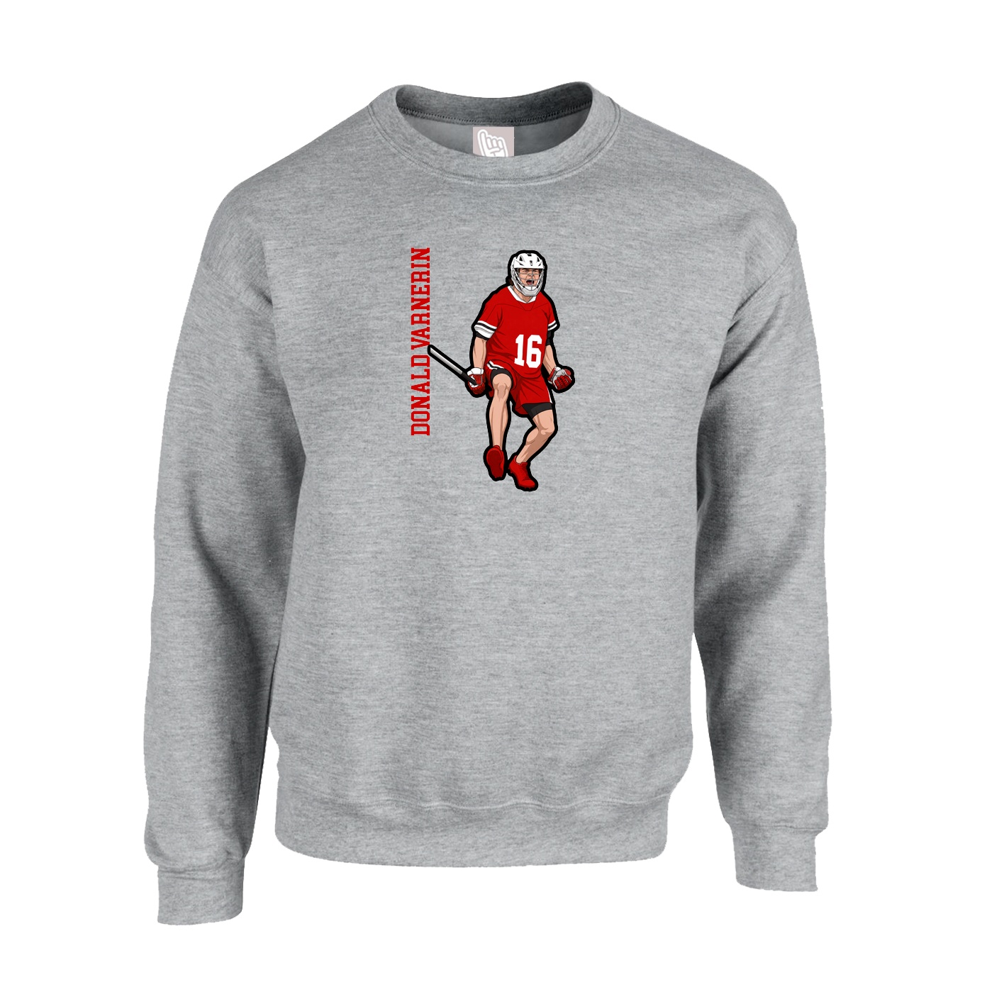 Fleece Crew — Name Vertical in Grey