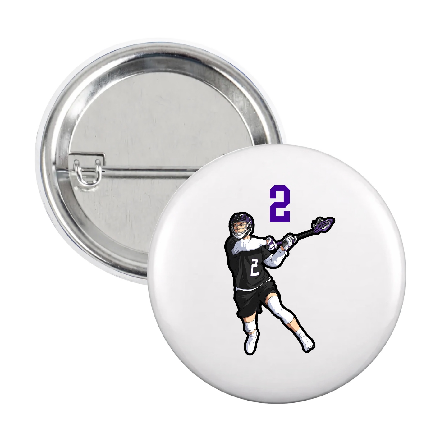 Game Day Button — Number Top in White
