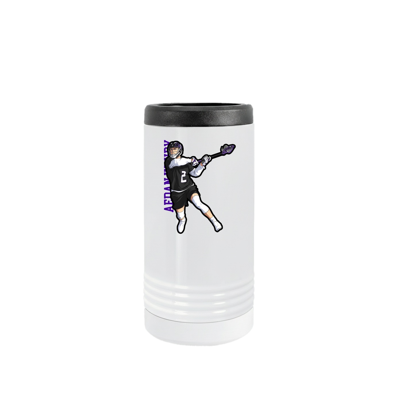 Slim Beverage Holder — Name Vertical in White