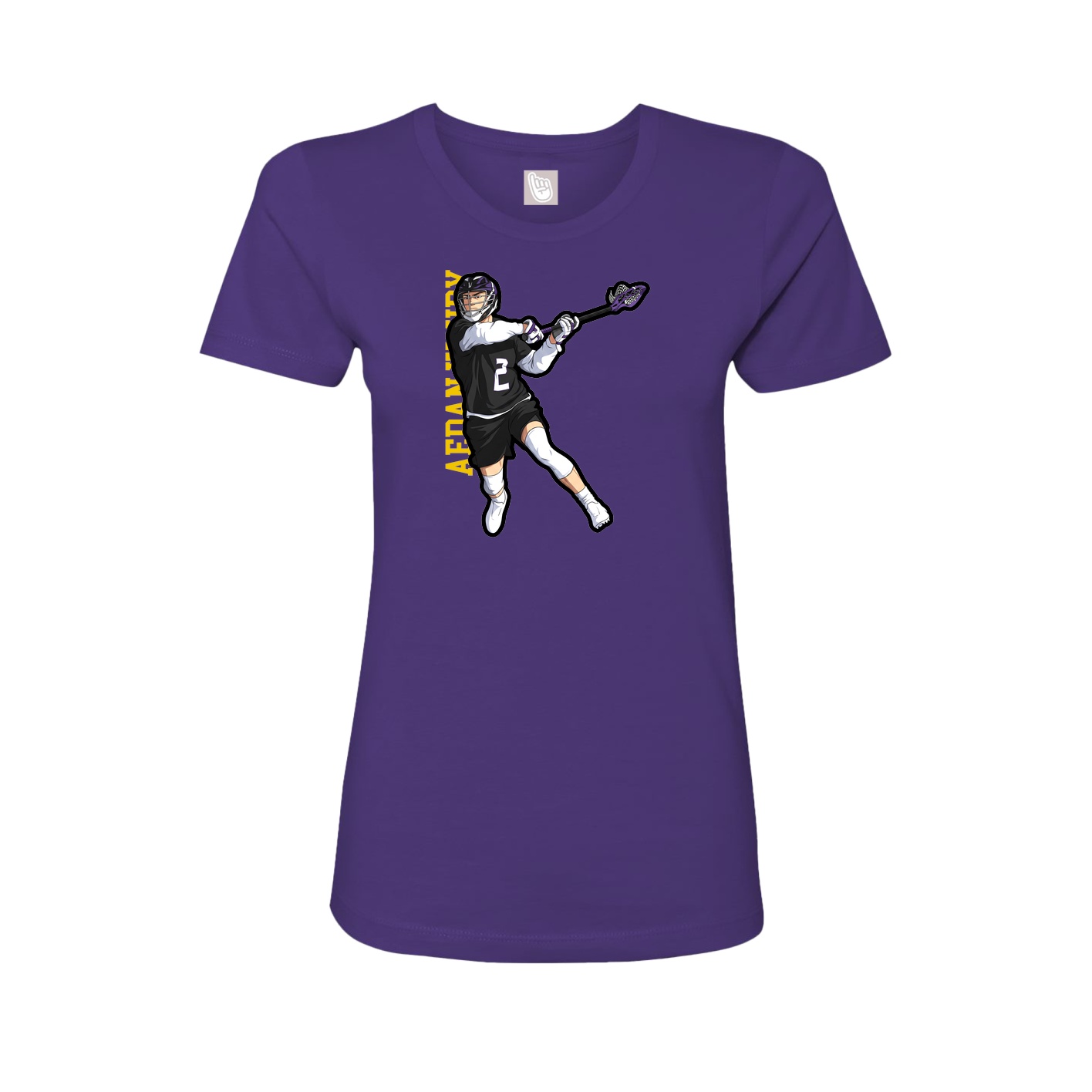 Fitted Women's Tee — Name Vertical in Purple