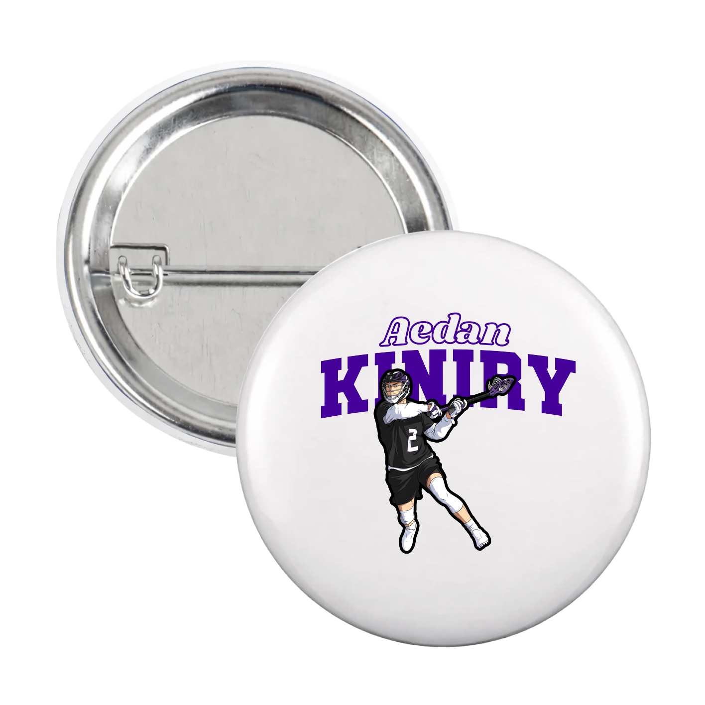 Game Day Button — Name Arch in White