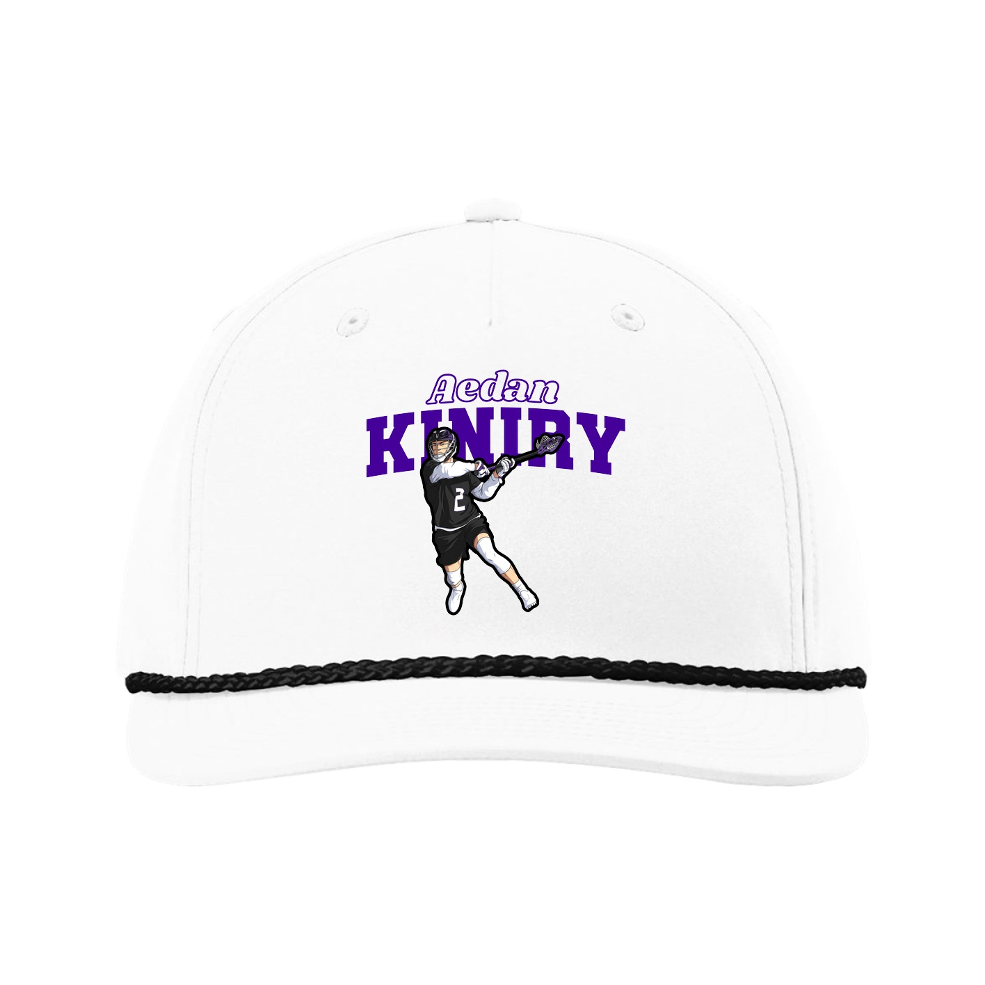 Five-Panel Classic Rope Cap — Name Arch in White