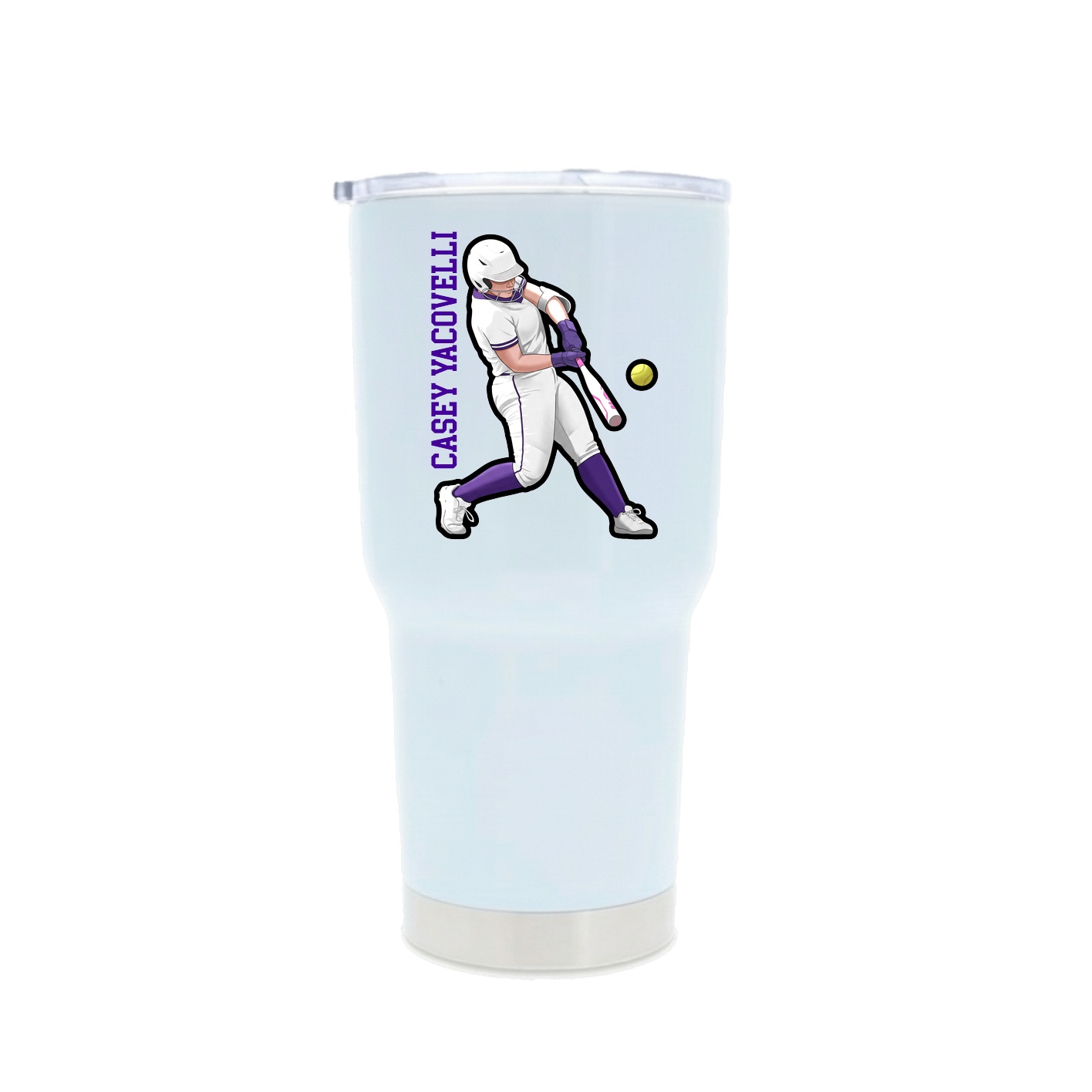 30oz Stainless Steel Tumbler — Name Vertical in White