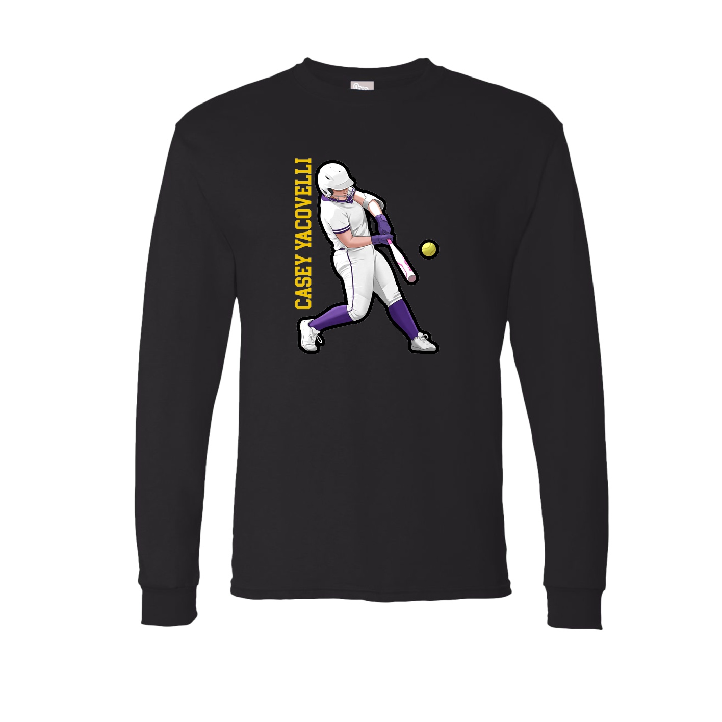 Long Sleeve Tee — Name Vertical in Black