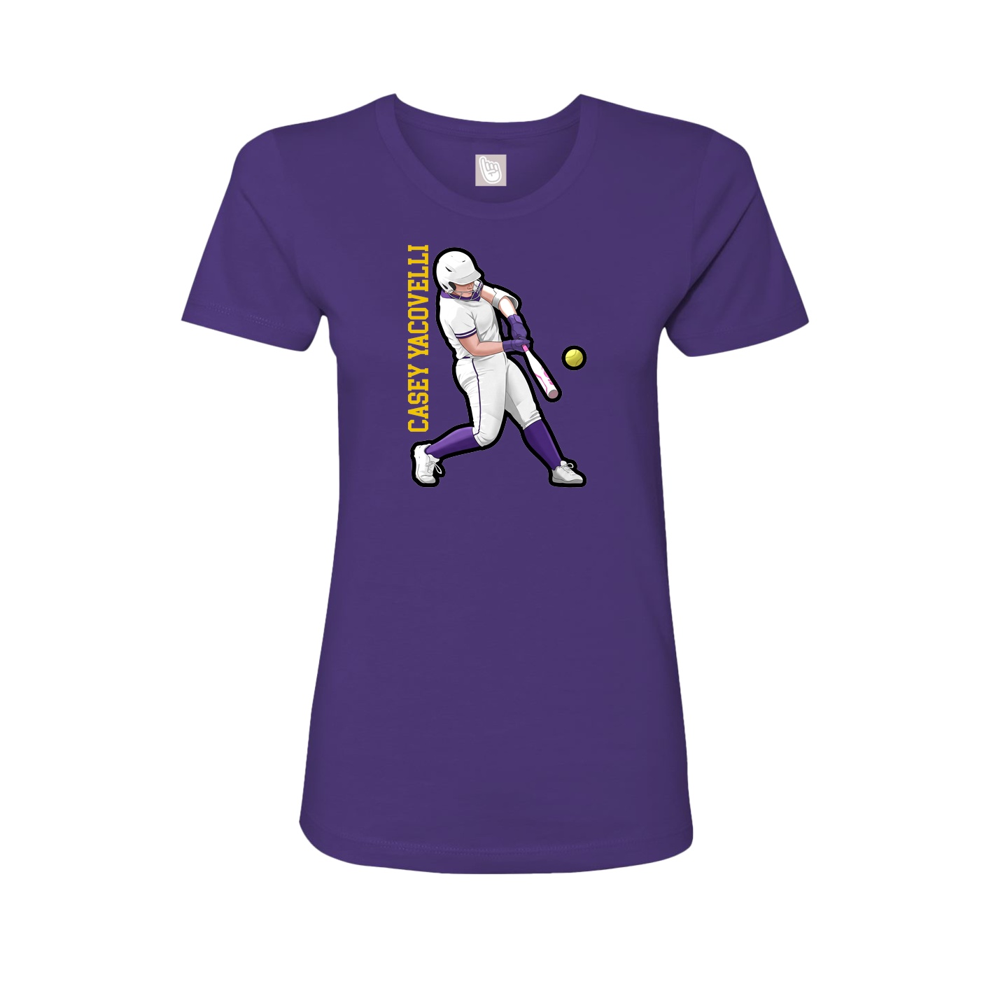 Fitted Women's Tee — Name Vertical in Purple