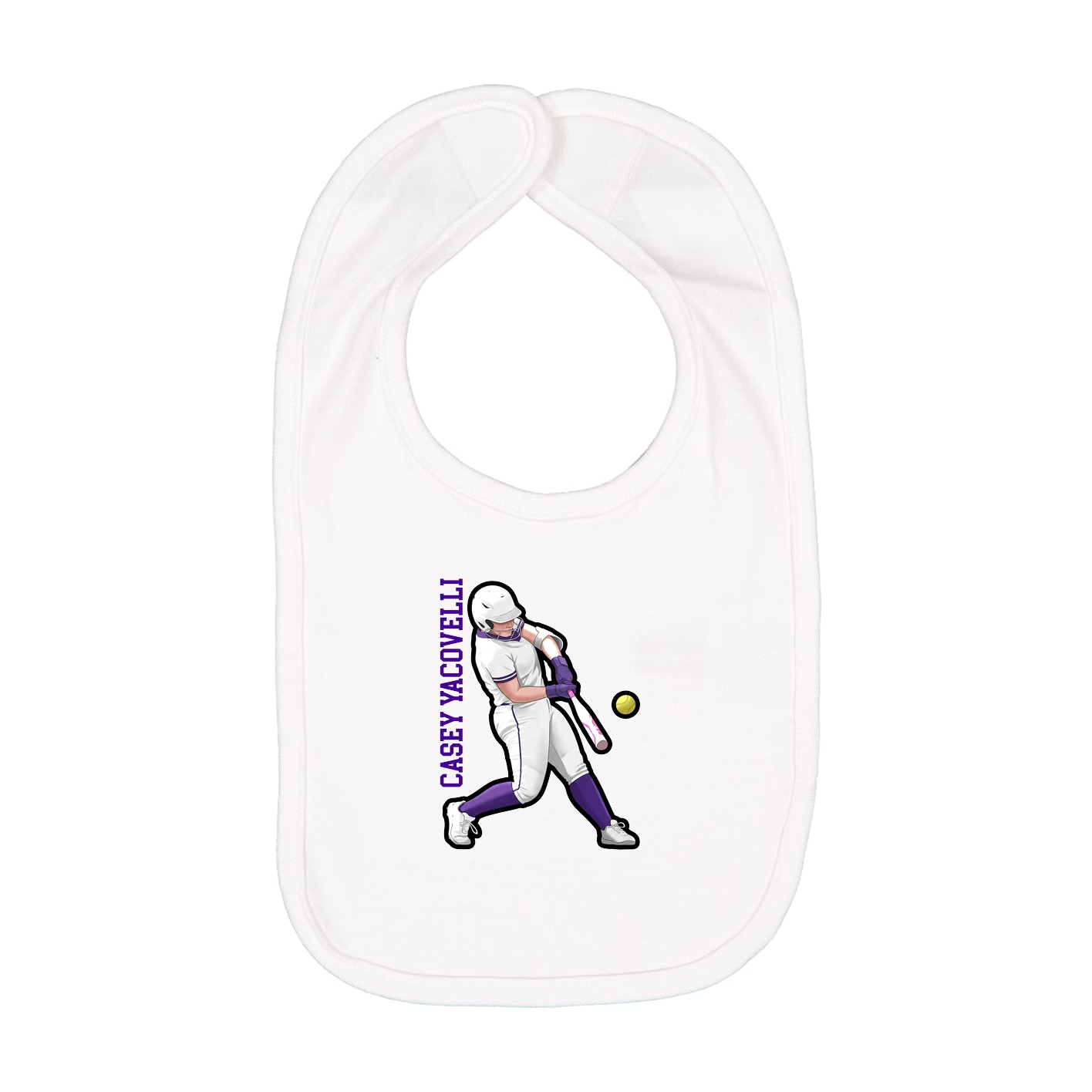 Infant Bib — Name Vertical in White