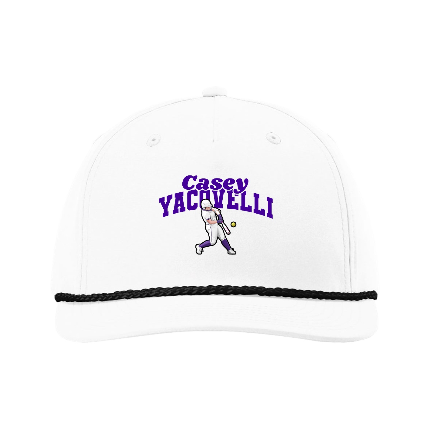 Five-Panel Classic Rope Cap — Signature Arch in White