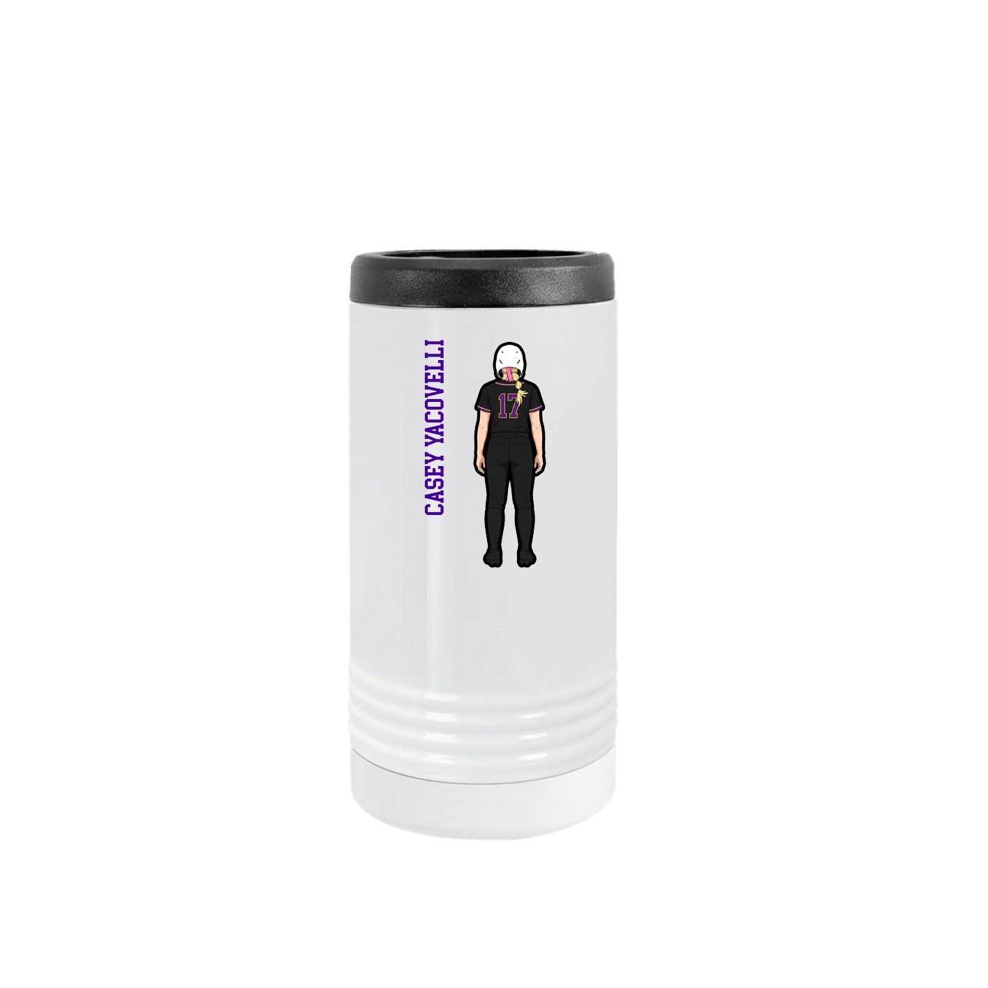 Slim Beverage Holder — Name Vertical in White