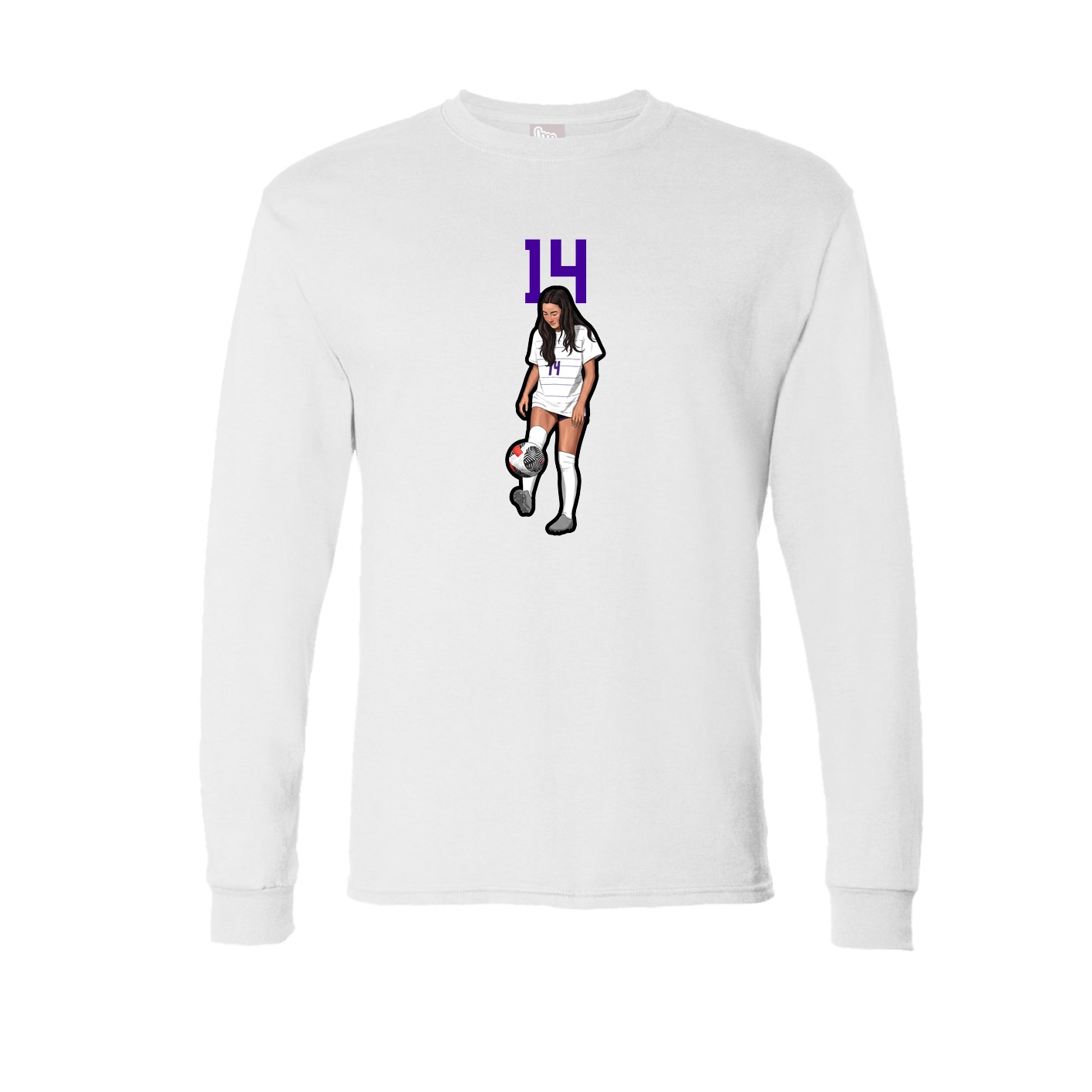 Long Sleeve Tee — Number Top in White