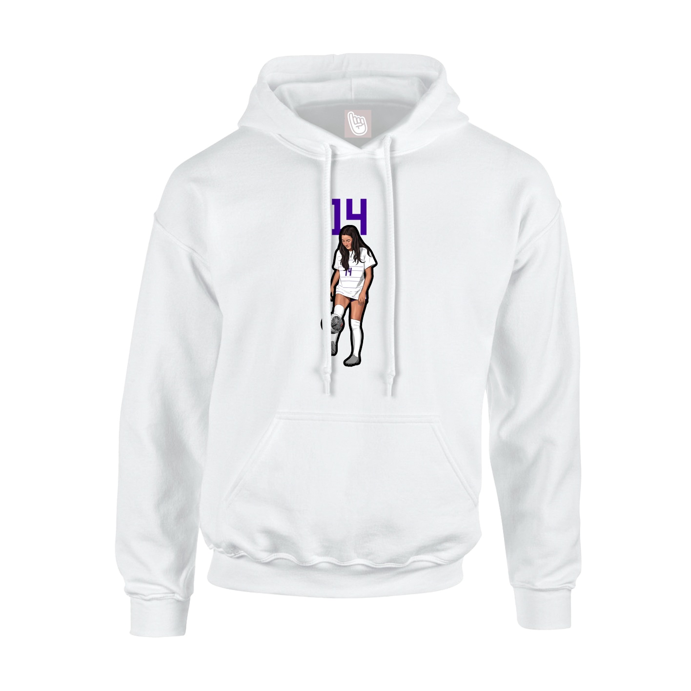 Youth Hoodie — Number Top in White