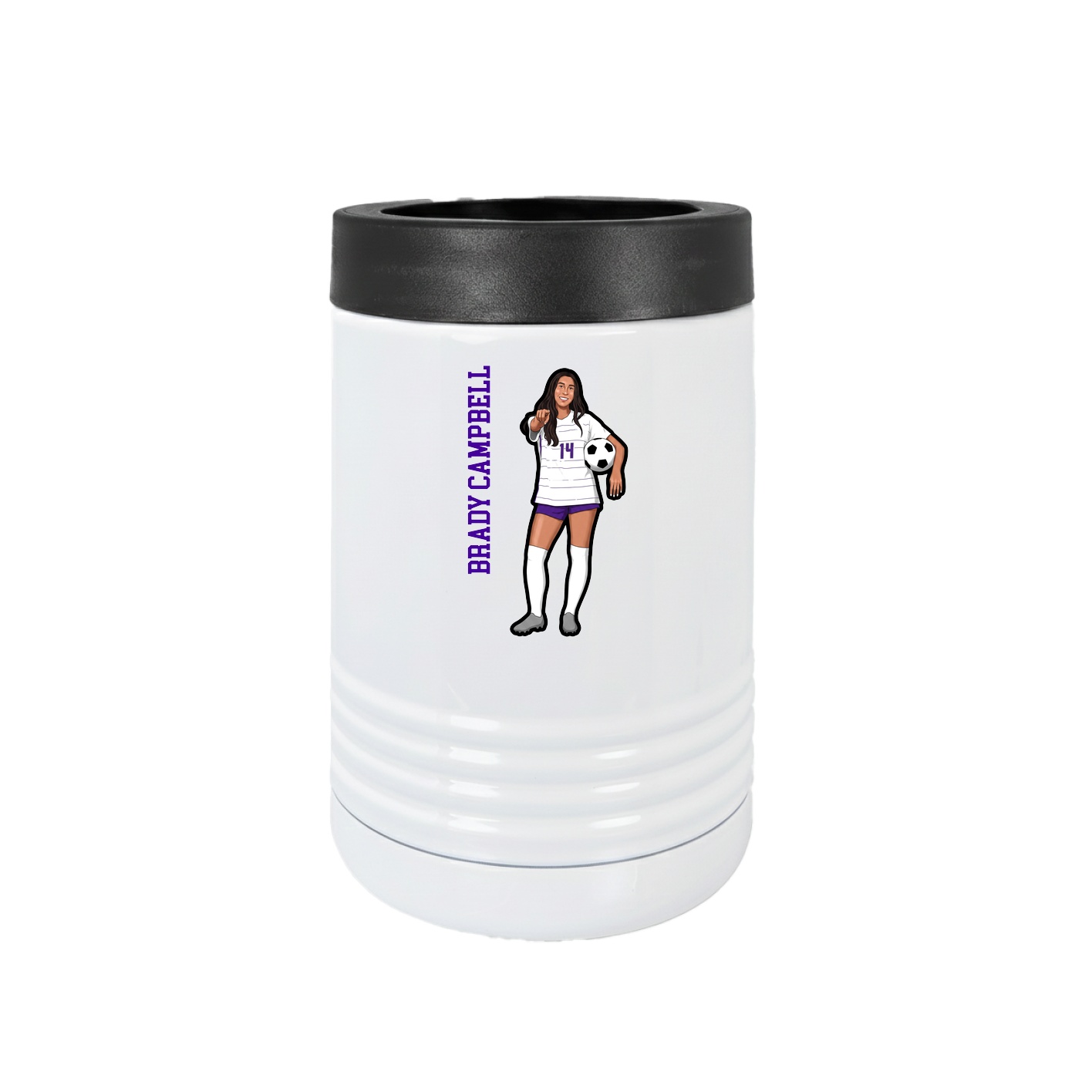 Beverage Holder — Name Vertical in White