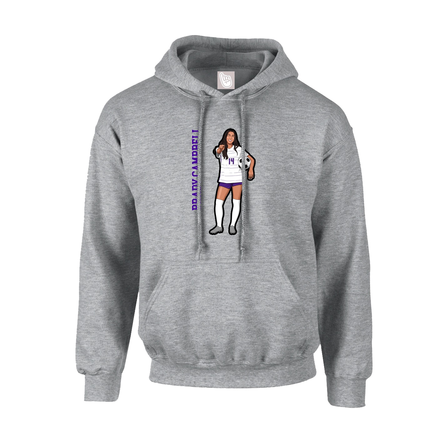 Hoodie — Name Vertical in Grey