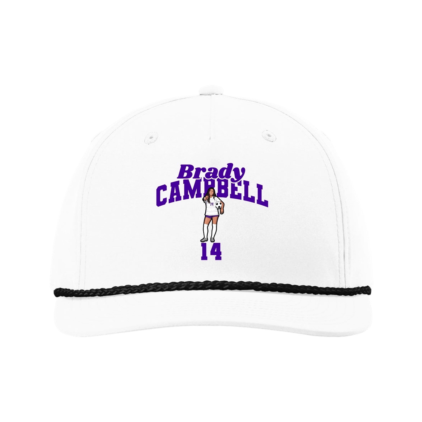 Five-Panel Classic Rope Cap — Signature Arch in White