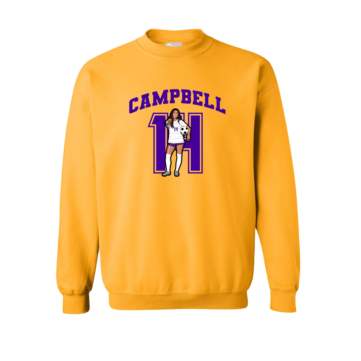 Fleece Crew — Number in Gold