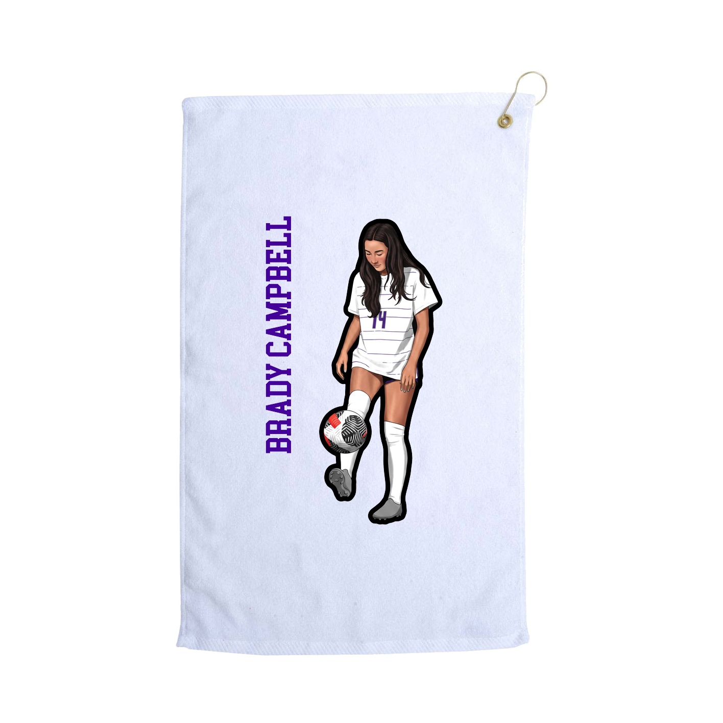 Golf Towel — Name Vertical in White