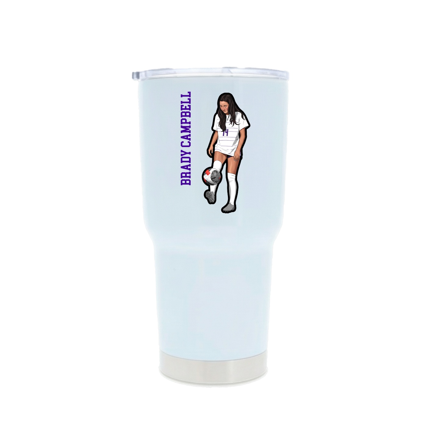 30oz Stainless Steel Tumbler — Name Vertical in White