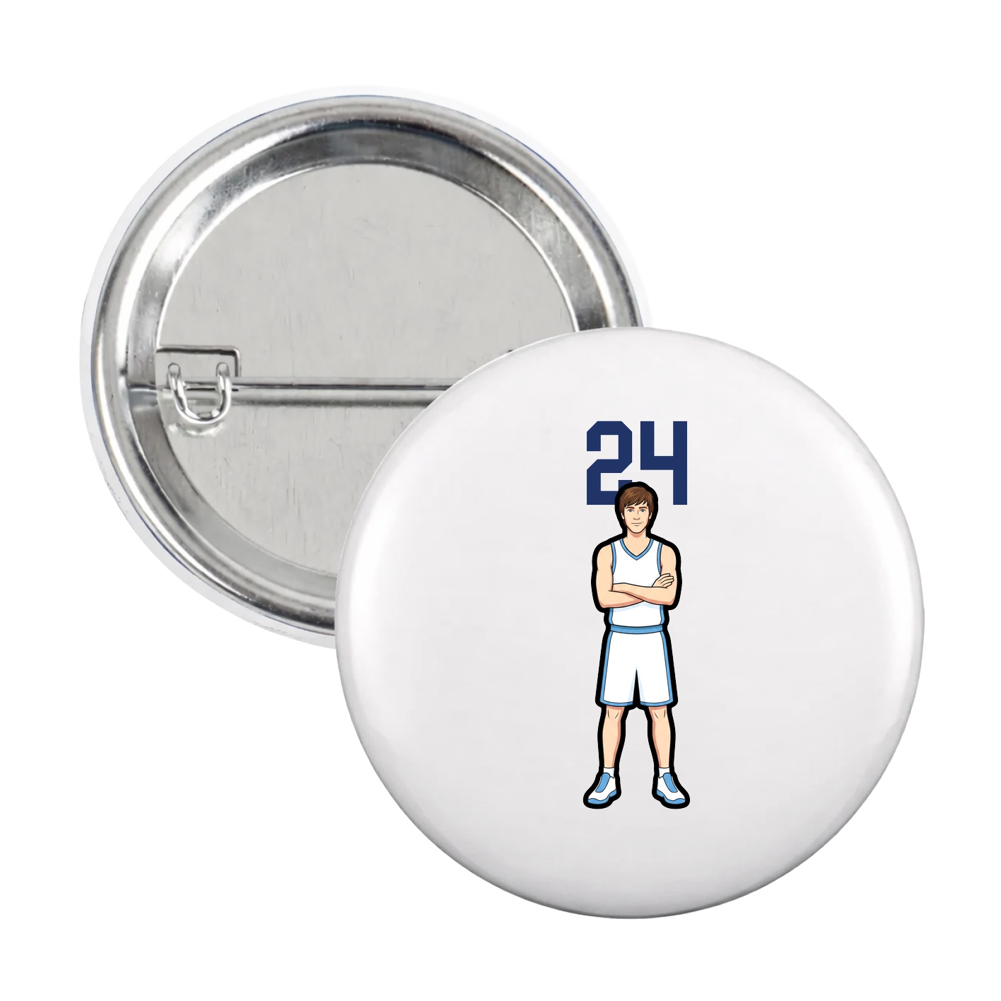 Game Day Button — Number Top in White