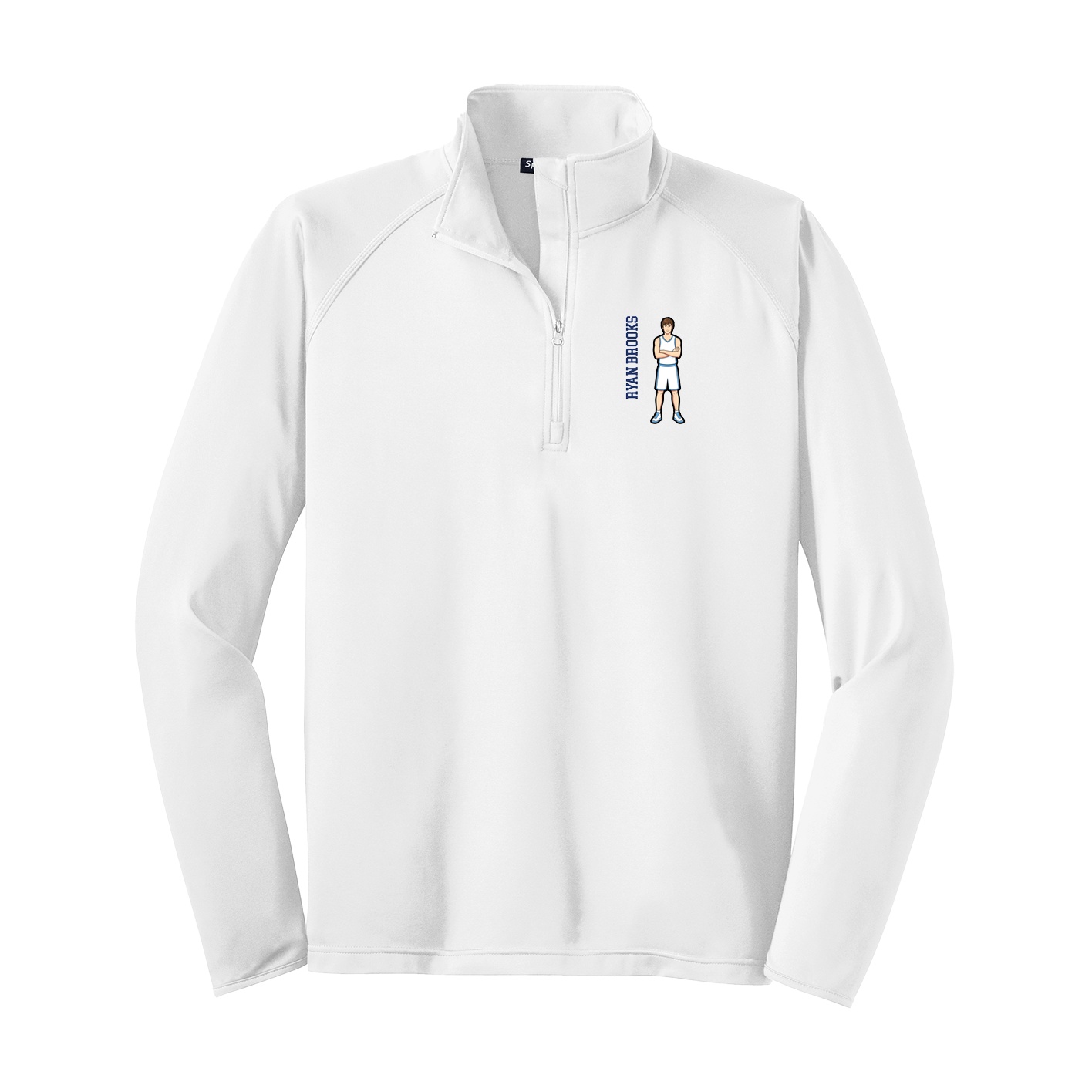 Q-Zip Pullover — Name Vertical in White