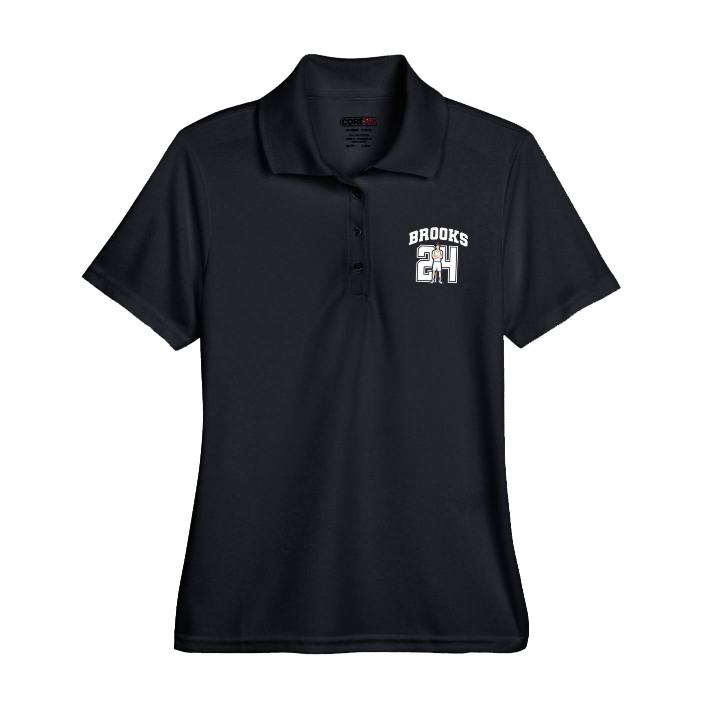 Womens Performance Polo — Number in Black