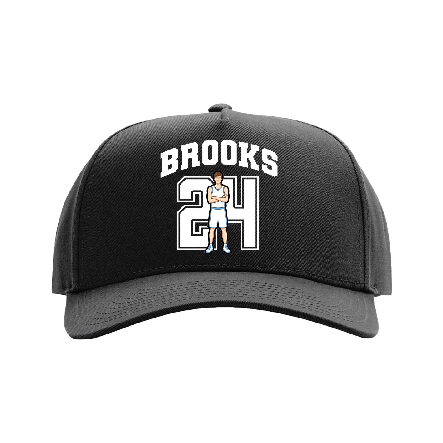 Full Fabric Five-Panel Champ Cap — Number in Black