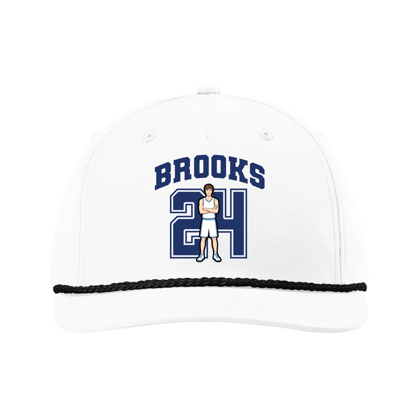 Five-Panel Classic Rope Cap — Number in White
