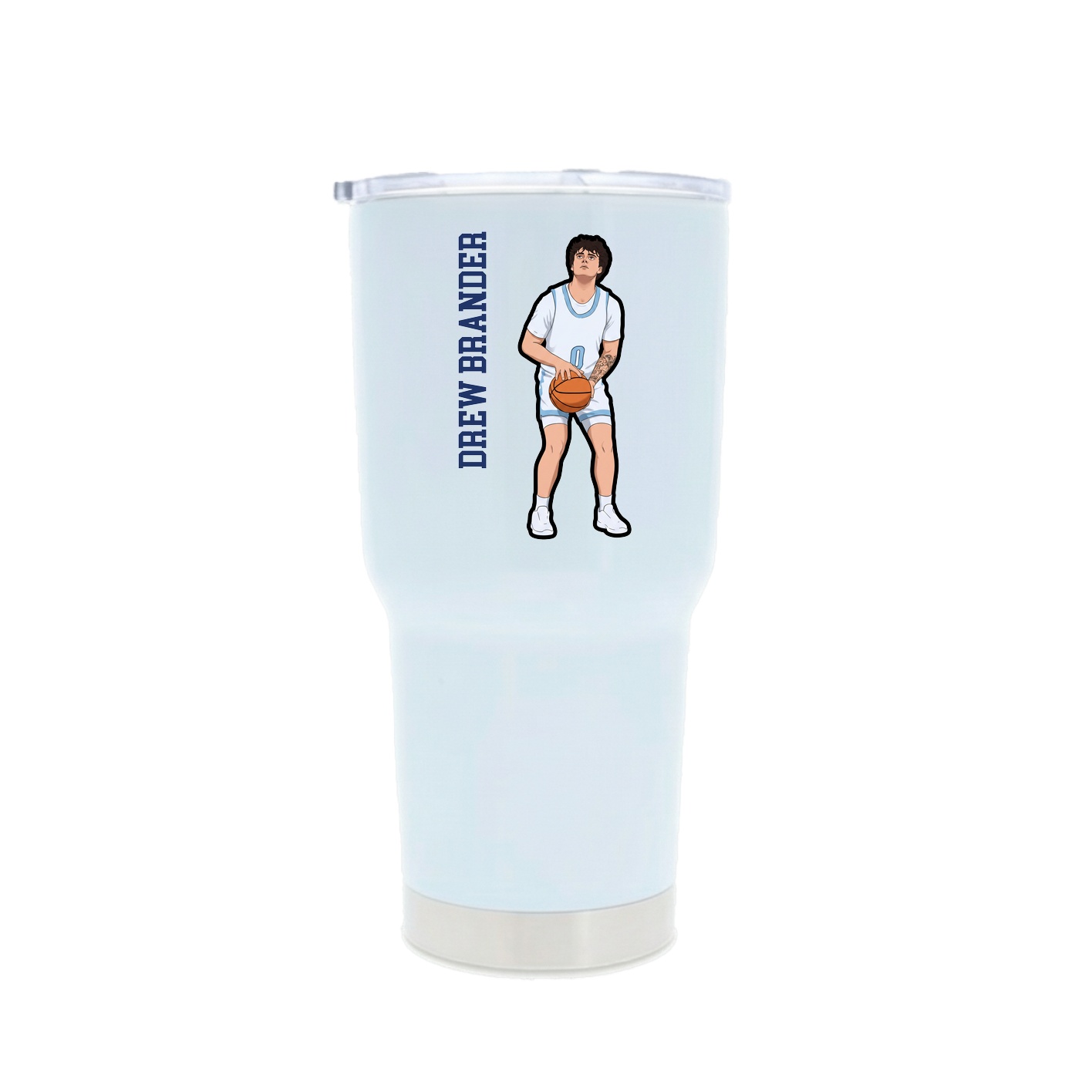 30oz Stainless Steel Tumbler — Name Vertical in White