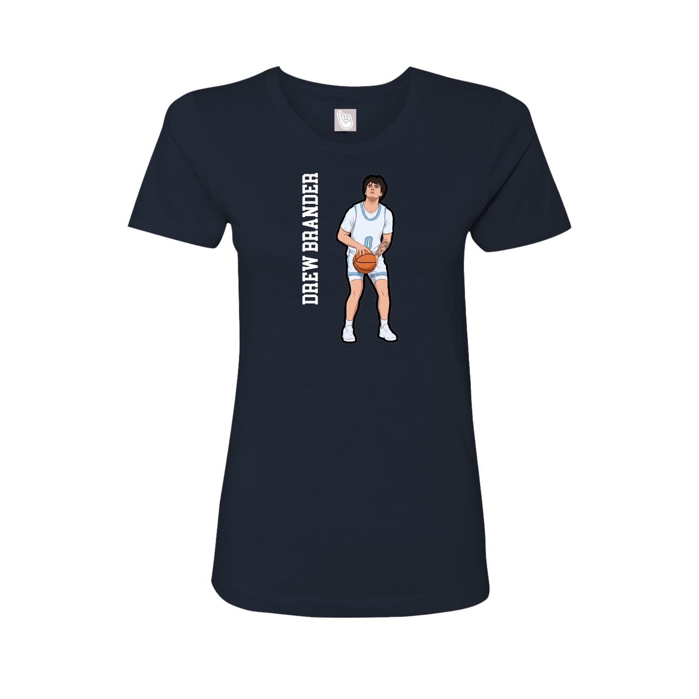 Fitted Women's Tee — Name Vertical in Navy